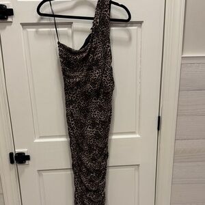 Leopard Print One-Shoulder Dress